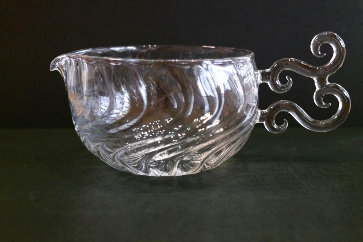 glass atelierえむにFlowの湯冷し 片口把手付き 茶海茶器耐熱ガラス